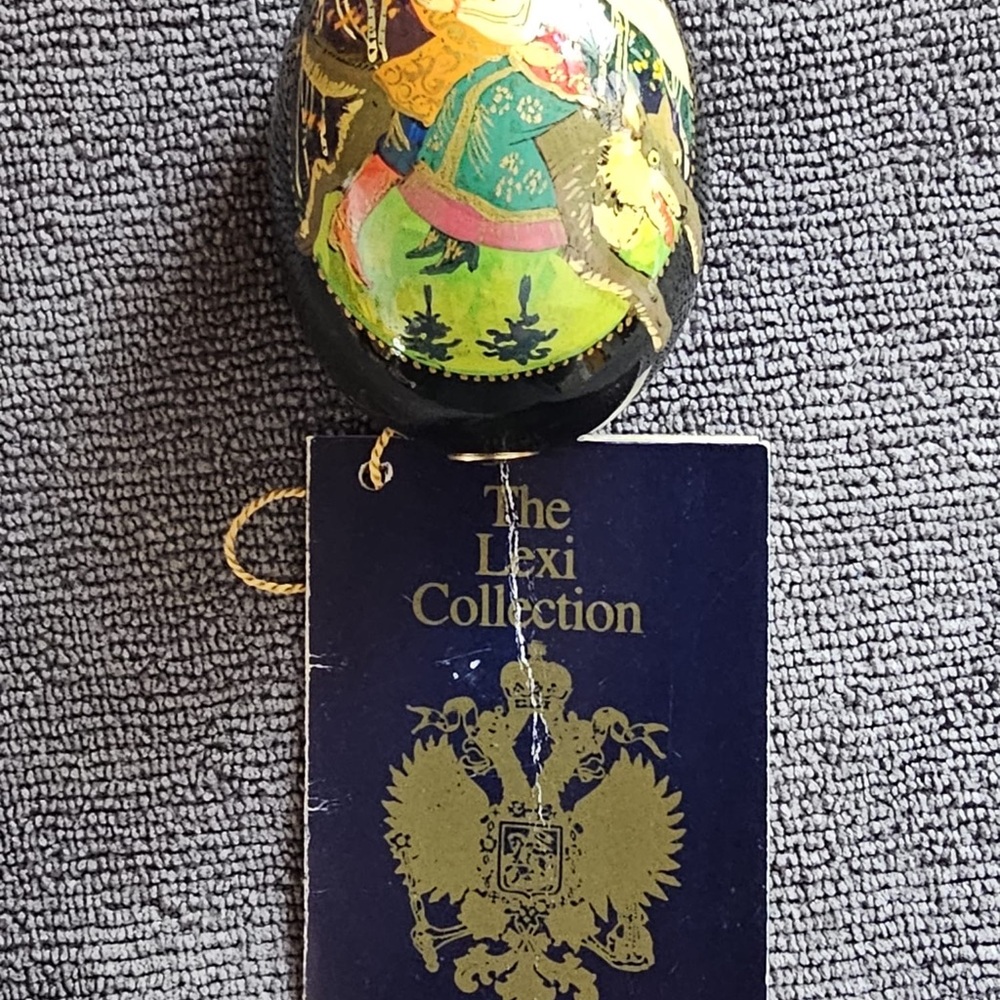 Hand-Painted Decorative Egg - Black & Green